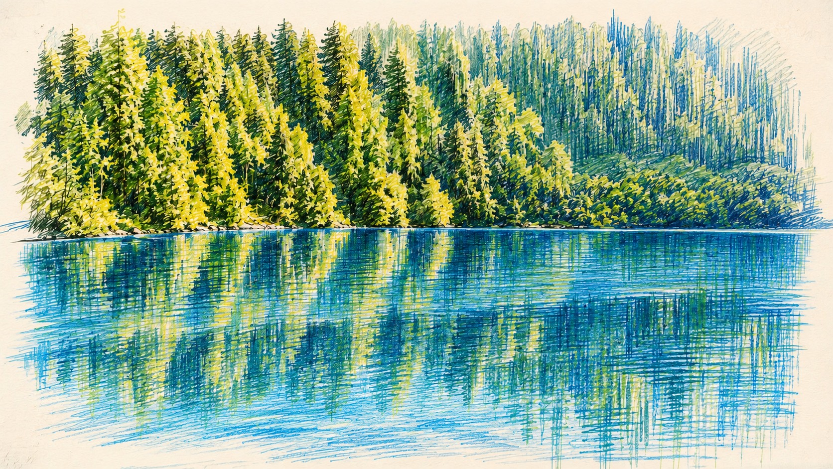 Lagoa rodeada de floresta de criptoméria, em São Miguel